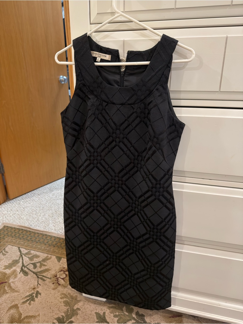Evan Picone Black Textured Sheath Dress